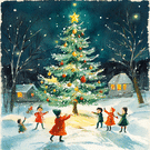 Sapin de Noël illuminé par des enfants